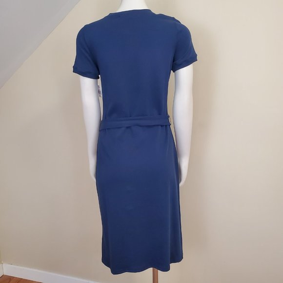 NWT Lauren Ralph Lauren Navy Blue Knit Cotton Dress w/ Belt Office Preppy Size S - Picture 5 of 13